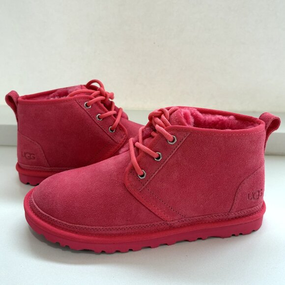 UGG Neumel Chukka Boots Lace Up Suede Ankle Booties Pink Glow Size 7 NEW - Picture 2 of 7